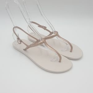 New Havaianas bronze cream t-strap thong sandals Size 11-11.5